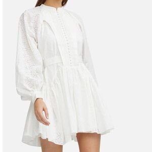 Acler Gibson Eyelet Mini Dress with belt + extra button worn size US 4